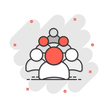 Çizgi roman tarzında vektör karikatür insan ikonu. İnsanlar resimli resim imzalarlar. İnsanlar iş dünyasının sıçrama etkisi kavramını.