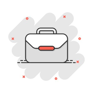 Vector çizgi film bavul ikonu. Bavul tabela resimli resim. Diplomat davası iş sıçrama etkisi kavramı.