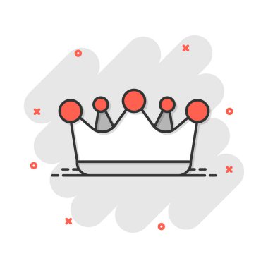 Vektör karikatür taç diyadem simgesi. Kraliyet tacının resimli resmi. Kral, prenses kraliyet işi sıçrama etkisi konsepti.