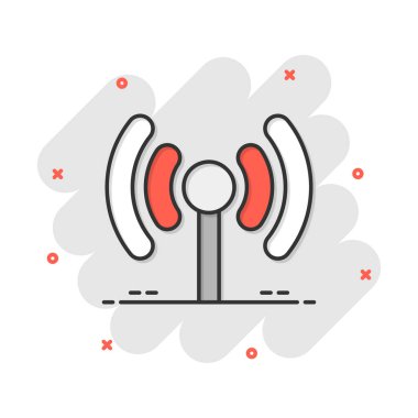 Wifi internet simgesi gibi komik. Wi-fi kablosuz teknoloji vektör çizim resimli çizim. Ağ Wi-Fi iş konsepti sıçrama etkisi.