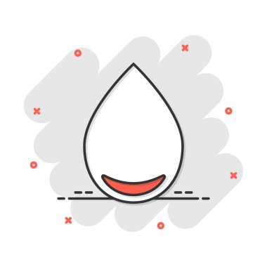 Su damla simgesi çizgi roman tarzı. Yağmur damlası vektör çizgi film illüstrasyon piktogram. Damlacık su blob iş kavramı splash etkisi.