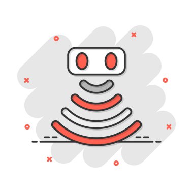 Hareket algılayıcı simgesi çizgi roman tarzında. Sensör dalgaları vektör çizim resimtogramı. Güvenlik bağlantısı iş konsepti sıçrama etkisi.