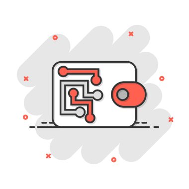 Çizgi roman tarzında dijital cüzdan simgesi. Kripto çanta vektör karikatür resimli resim. Çevrimiçi finans, e-ticaret iş konsepti sıçrama etkisi.