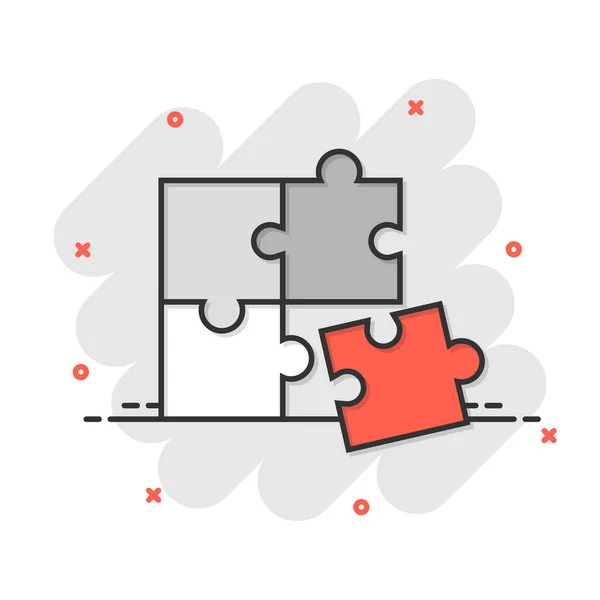 Icono Compatible Con Rompecabezas Estilo Cómico Jigsaw Acuerdo Vector Ilustración — Vector de stock