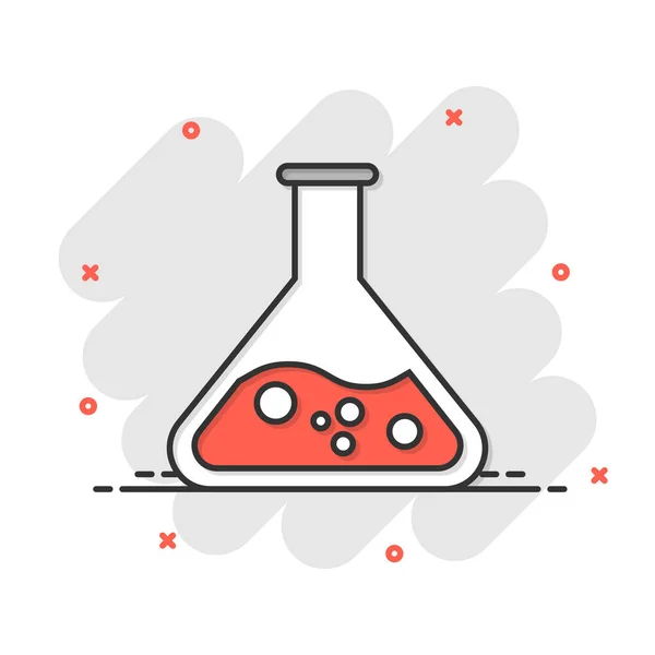 Béquer Química Sinal Ícone Estilo Cômico Flask Test Tube Vector — Vetor de Stock