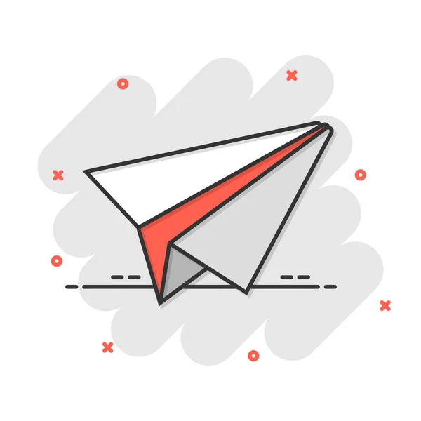 Paper Airplane Icon Comic Style Plane Vector Cartoon Illustration White — Stock Vector