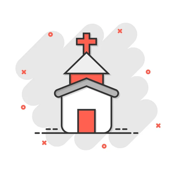Icono Iglesia Estilo Cómico Capilla Vector Ilustración Dibujos Animados Sobre — Vector de stock