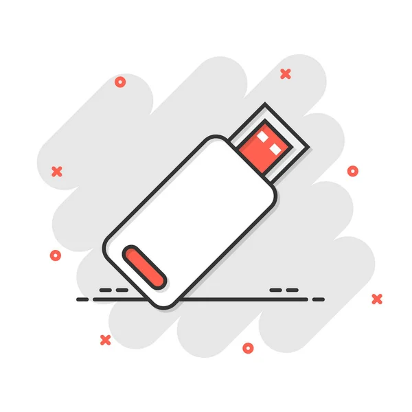 Usb Stick Symbol Comic Stil Flash Disk Vector Cartoon Illustration — Stockvektor