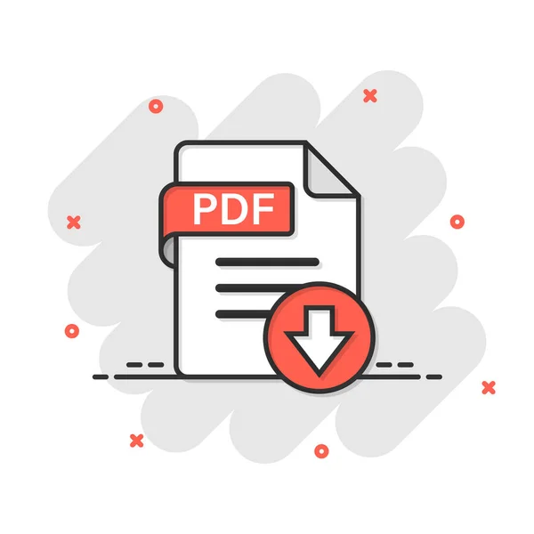 Ícone Pdf Estilo Cômico Documento Texto Vetor Cartoon Ilustração Sobre — Vetor de Stock