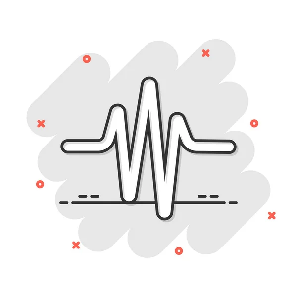 Icono Onda Sonora Estilo Cómico Latido Del Corazón Vector Ilustración — Vector de stock