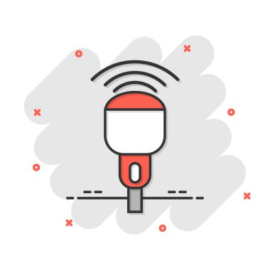 Çizgi roman tarzında ultrason ikonu. Tarama ekipmanı karikatür vektör çizimi beyaz izole arkaplanda. Ultrasonik sıçrama etkisi iş konsepti.