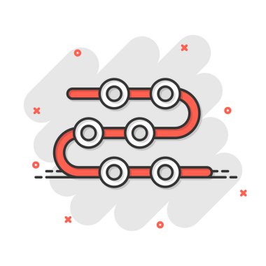 Çizgi roman tarzında zaman çizelgesi simgesi. Beyaz izole edilmiş arka planda çizgi film vektör çizimi. Diyagram sıçrama etkisi iş konsepti.