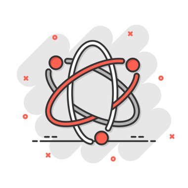Çizgi roman tarzında bilim simgesi. Beyaz izole edilmiş arka planda DNA hücre karikatürü vektör çizimi. Molekül evrimi su sıçratma etkisi iş konsepti.