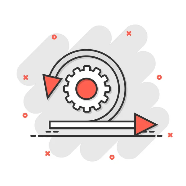 Çizgi roman tarzında çevik bir simge. Beyaz izole edilmiş arka planda esnek çizgi film vektör çizimi. Ok döngüsü sıçrama etkisi iş konsepti.