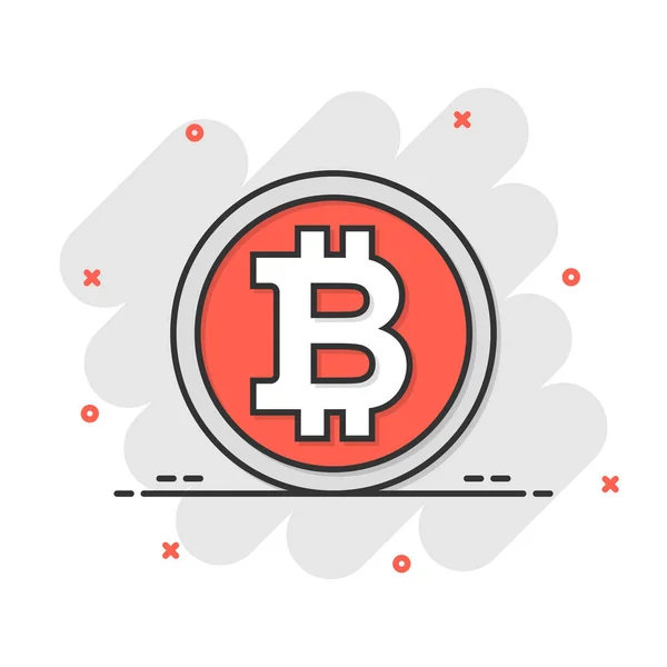 Icône Bitcoin Dans Style Comique Illustration Vectorielle Blockchain Dessin Animé — Image vectorielle