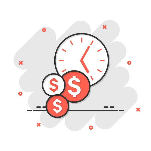 Tiempo Icono Del Dinero Estilo Cómico Gestión Proyectos Ilustración Vectorial — Vector de stock