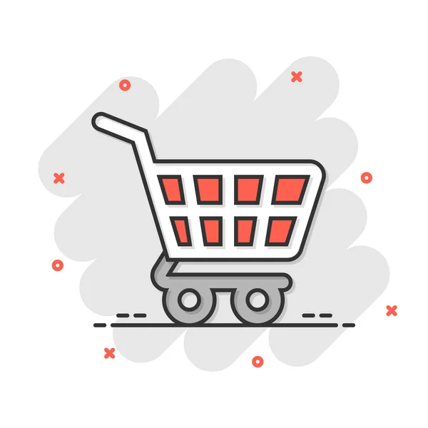 Ícone Carrinho Compras Estilo Cômico Trolley Cartoon Vector Illustration White — Vetor de Stock