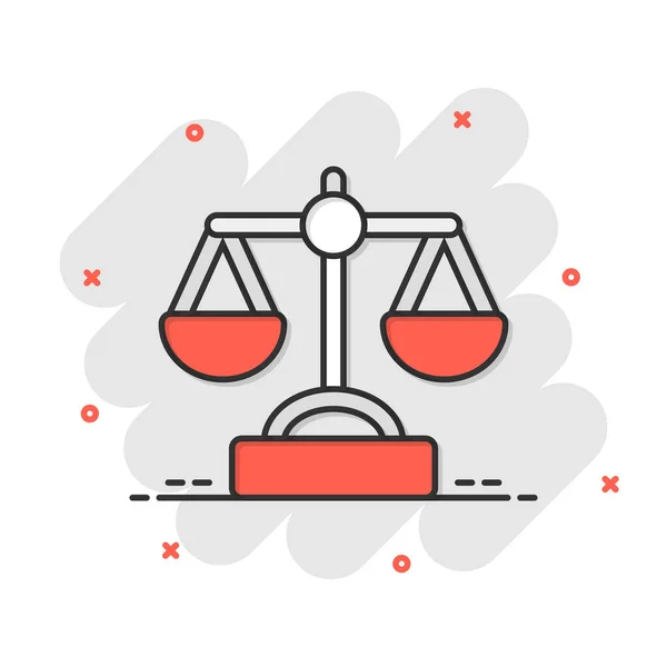 Scale Balance Icon Comic Style Justice Cartoon Vector Illustration White — Stock Vector