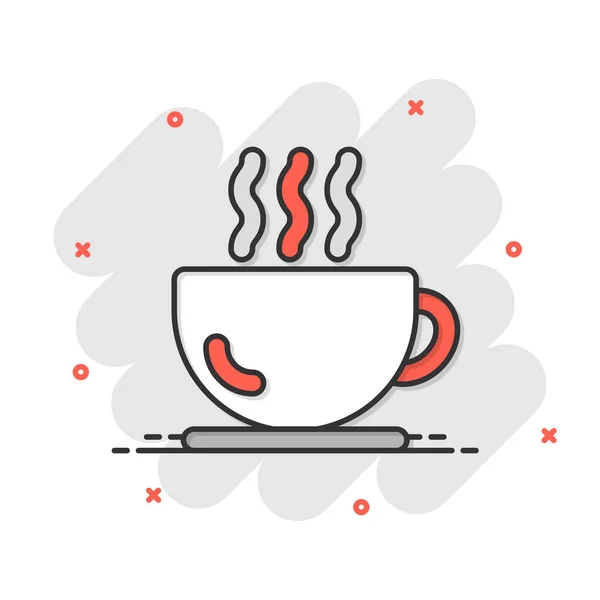 Icono Taza Café Estilo Cómico Caliente Ilustración Vectorial Dibujos Animados — Vector de stock