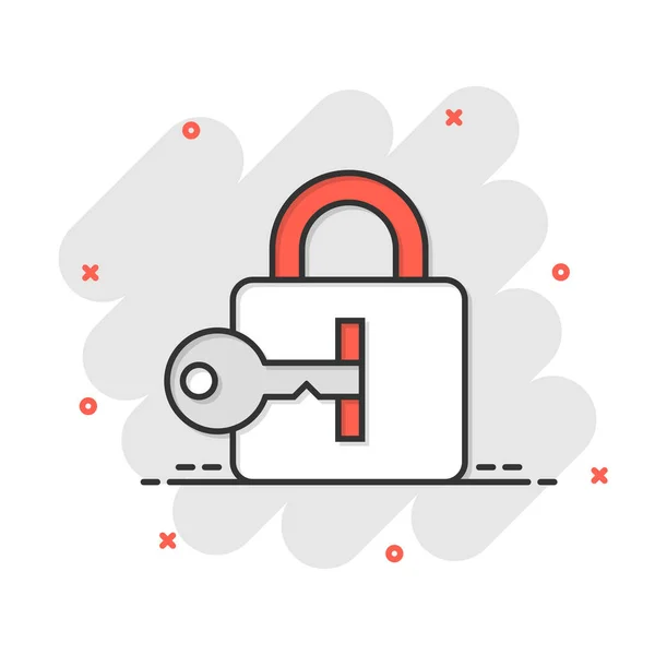 Ícone Armário Estilo Cômico Padlock Senha Desenho Animado Ilustração Vetorial — Vetor de Stock