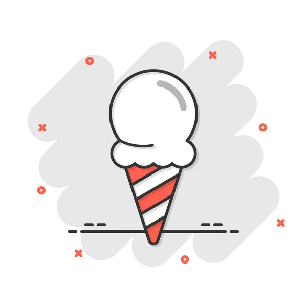 Ice Cream Icon Comic Style Sundae Cartoon Vector Illustration White — Stock Vector