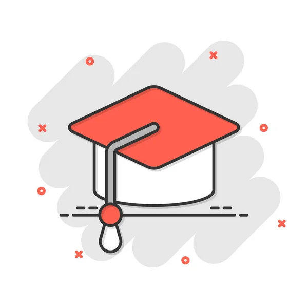 Graduation Hat Icon Comic Style Student Cap Cartoon Vector Illustration — Stock Vector