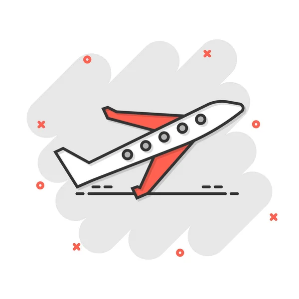 Icono Plano Estilo Cómico Avión Ilustración Vectorial Dibujos Animados Sobre — Vector de stock