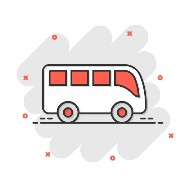 Icône Bus Dans Style Comique Illustration Vectorielle Dessin Animé Coach — Image vectorielle