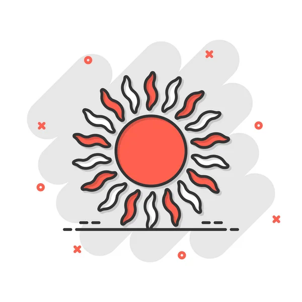 Икона Солнца Комическом Стиле Солнечный Карикатурный Векторный Рисунок Белом Изолированном — стоковый вектор