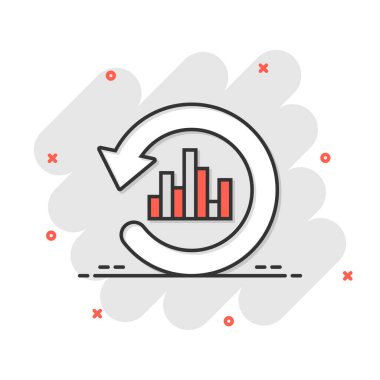 Çizgi roman tarzında bar grafik simgesi büyütülüyor. Beyaz izole arkaplanda ok karikatür vektör illüstrasyonunu arttır. Bilgisel ilerleme sıçrama etkisi iş konsepti.