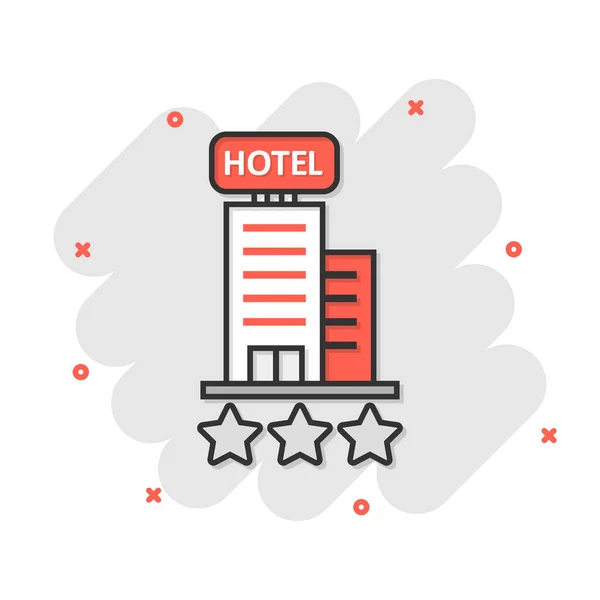 Hotel Estrellas Signo Icono Estilo Cómico Inn Edificio Ilustración Vectorial — Archivo Imágenes Vectoriales