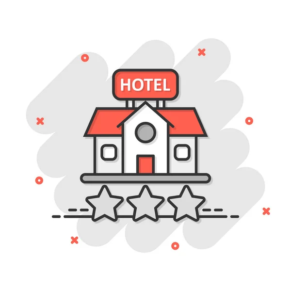 Hotel Stars Sign Icon Comic Style Inn Building Cartoon Vector — Stock Vector