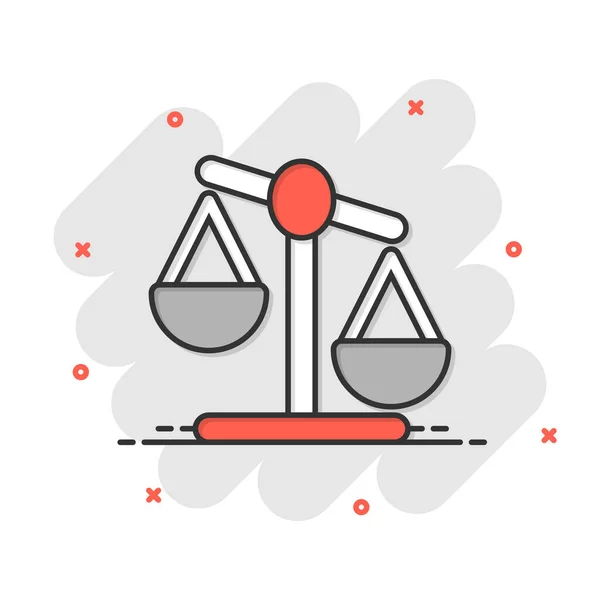 Icono Equilibrio Escala Estilo Cómico Justicia Ilustración Vectorial Dibujos Animados — Vector de stock