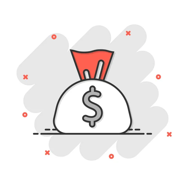 Icono Bolsa Dinero Estilo Cómico Moneybag Con Ilustración Vector Dibujos — Vector de stock