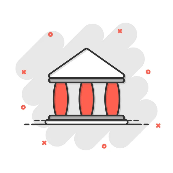 Ícone Construção Banco Estilo Cômico Arquitetura Governamental Desenho Animado Ilustração — Vetor de Stock