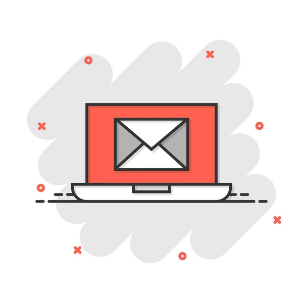 Laptop Mail Ikon Képregény Stílusban Mail Értesítés Rajzfilm Vektor Illusztráció — Stock Vector