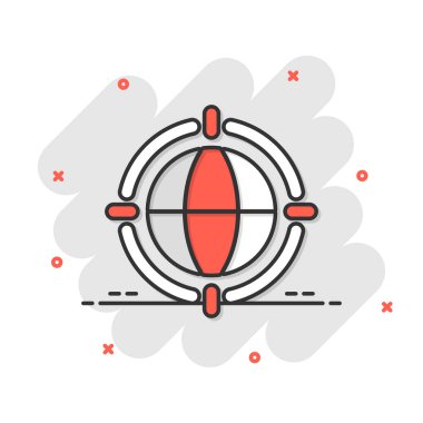 Dünya gezegeninin komik ikonu. Beyaz izole arkaplanda küresel coğrafi çizgi film vektör çizimi. Küresel iletişim sıçrama etkisi iş konsepti.