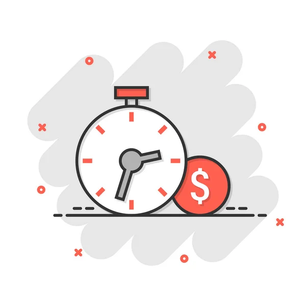 Tiempo Icono Del Dinero Estilo Cómico Reloj Con Ilustración Vectores — Vector de stock