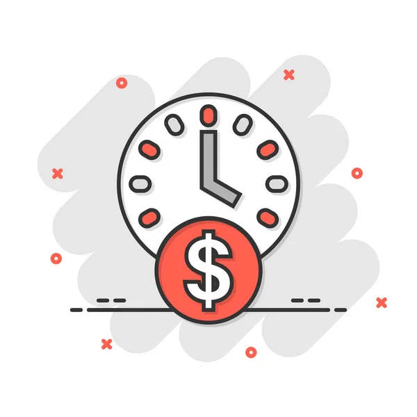 Tiempo Icono Del Dinero Estilo Cómico Gestión Proyectos Ilustración Vectorial — Vector de stock