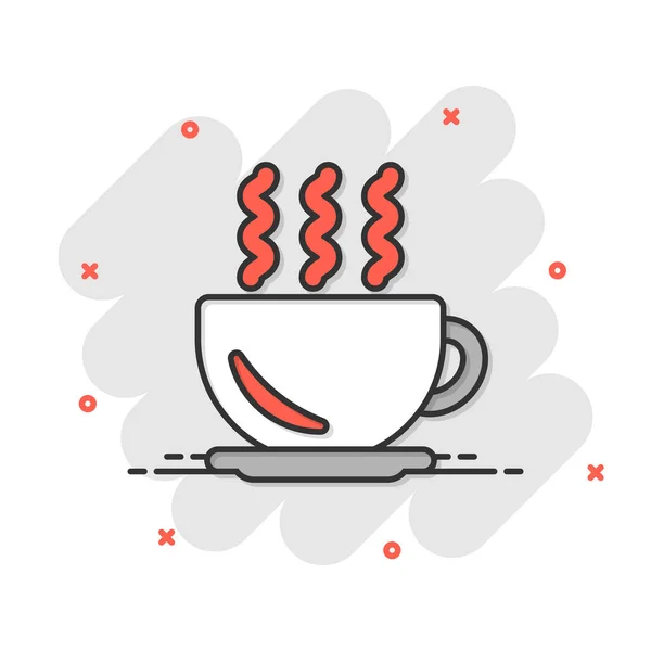 Kaffekopp Ikon Komisk Stil Varmt Tecknad Vektor Illustration Vit Isolerad — Stock vektor
