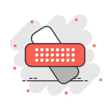 Bandaj simgesi düz stil. Beyaz izole arkaplanda alçı vektör çizimi. İlk yardım çantası iş konsepti.