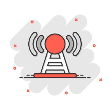 Anten kulesi simgesi düz stil. Beyaz izole arkaplanda vektör illüstrasyonu yayınlanıyor. Karı işi konsepti.