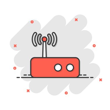 Wifi router simgesi düz stil. Beyaz izole arkaplanda geniş bant vektör çizimi. İnternet bağlantısı iş konsepti.