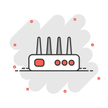 Wifi router simgesi düz stil. Beyaz izole arkaplanda geniş bant vektör çizimi. İnternet bağlantısı iş konsepti.