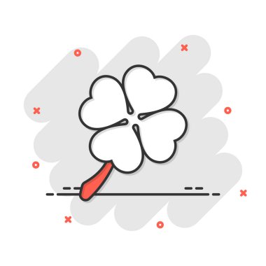 Düz stil dört yapraklı yonca simgesi. Beyaz izole edilmiş arka planda Aziz Patrick Günü vektör çizimi. Çiçek şekilli iş konsepti.