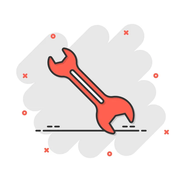 Icono Llave Inglesa Estilo Plano Spanner Ilustración Vectorial Clave Sobre — Vector de stock