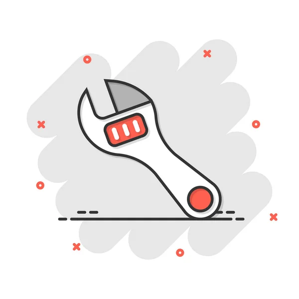 Icono Llave Inglesa Estilo Plano Spanner Ilustración Vectorial Clave Sobre — Vector de stock