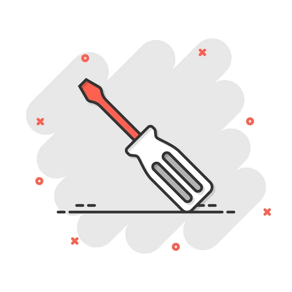 Screwdriver Icon Flat Style Spanner Key Vector Illustration White Isolated — Stock Vector