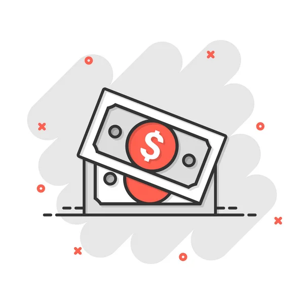 Ikona Banknotów Walucie Pieniężnej Stylu Komiksowym Dolar Gotówka Wektor Ilustracja — Wektor stockowy