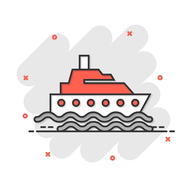 Tourism Ship Icon Comic Style Fishing Boat Cartoon Vector Illustration — Stock Vector